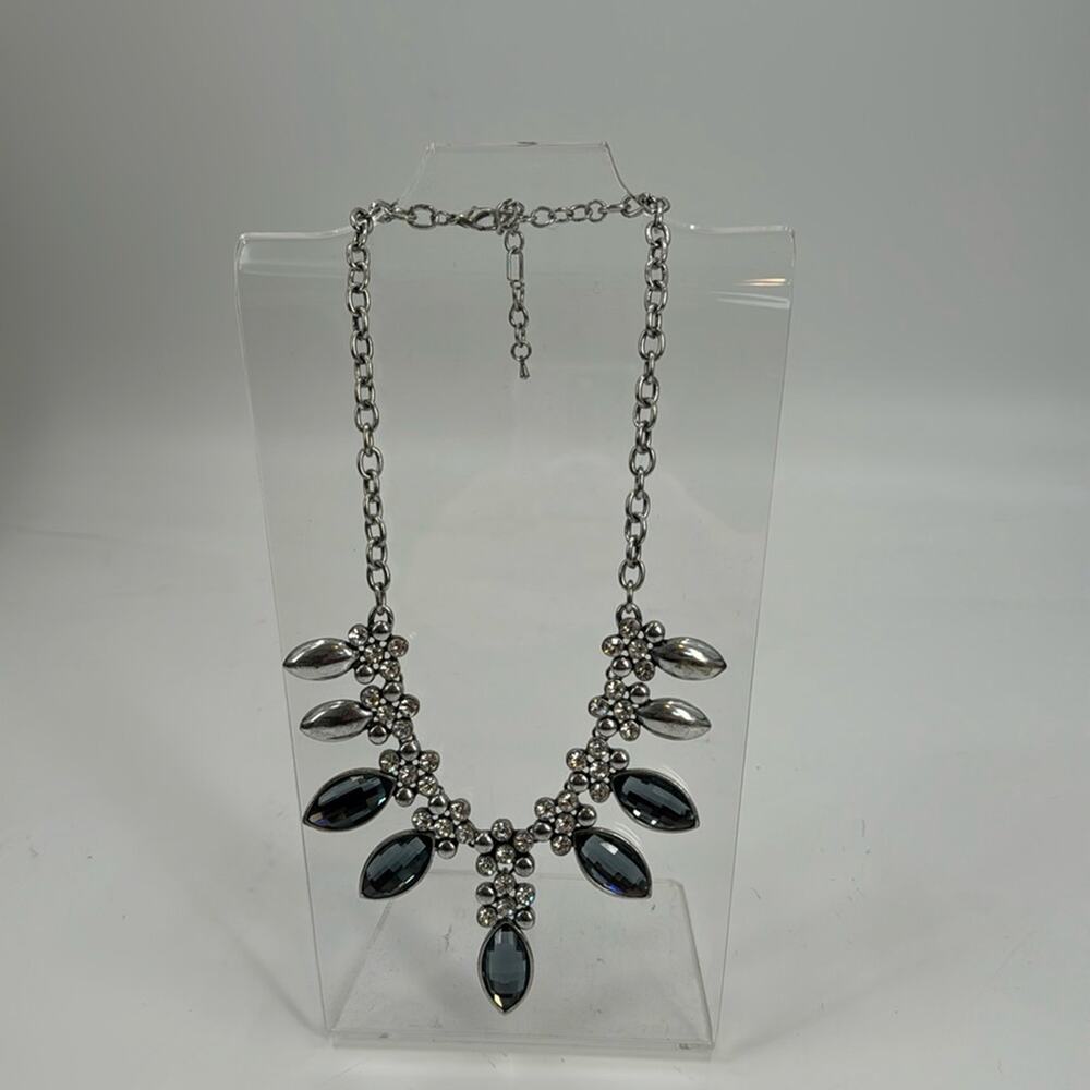 Large grey and silver statement necklace